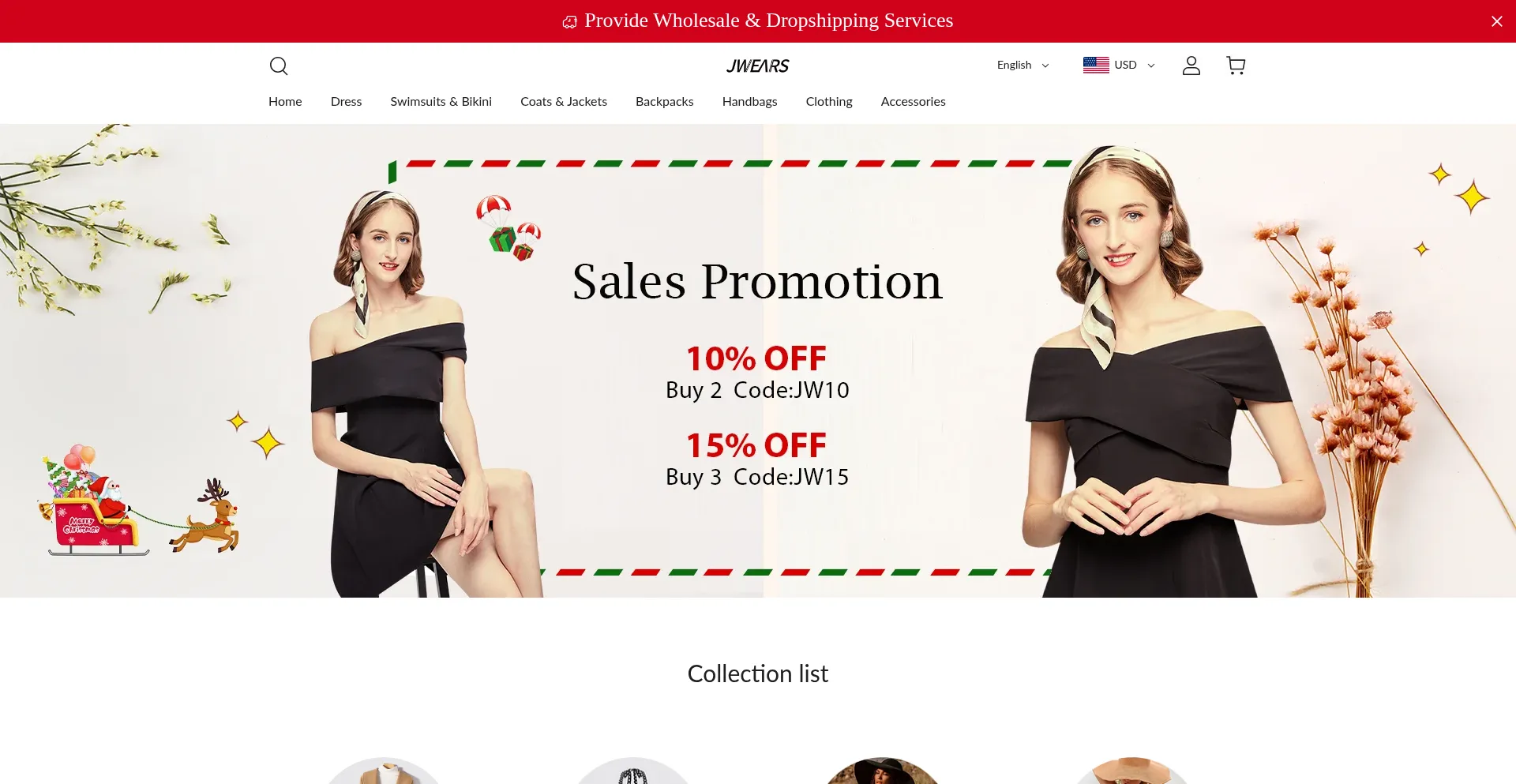 Website screenshot of Jwears.com