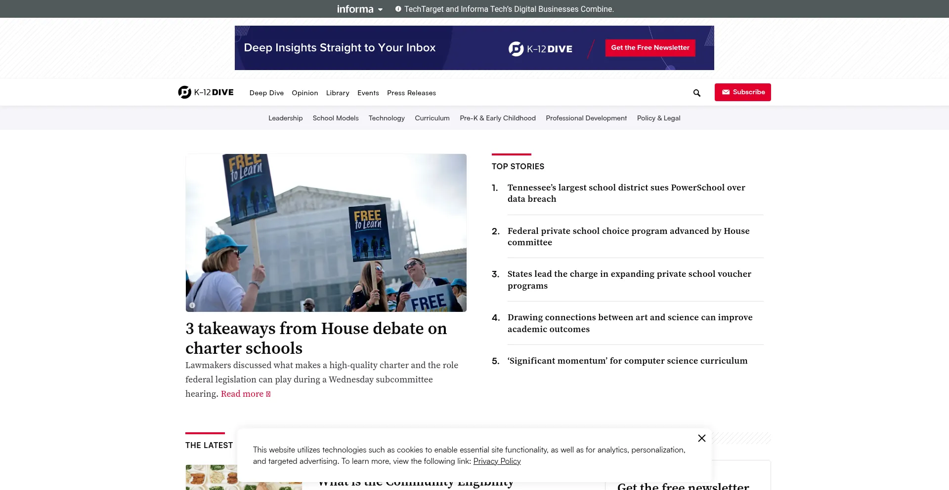 Website screenshot of K12dive.com