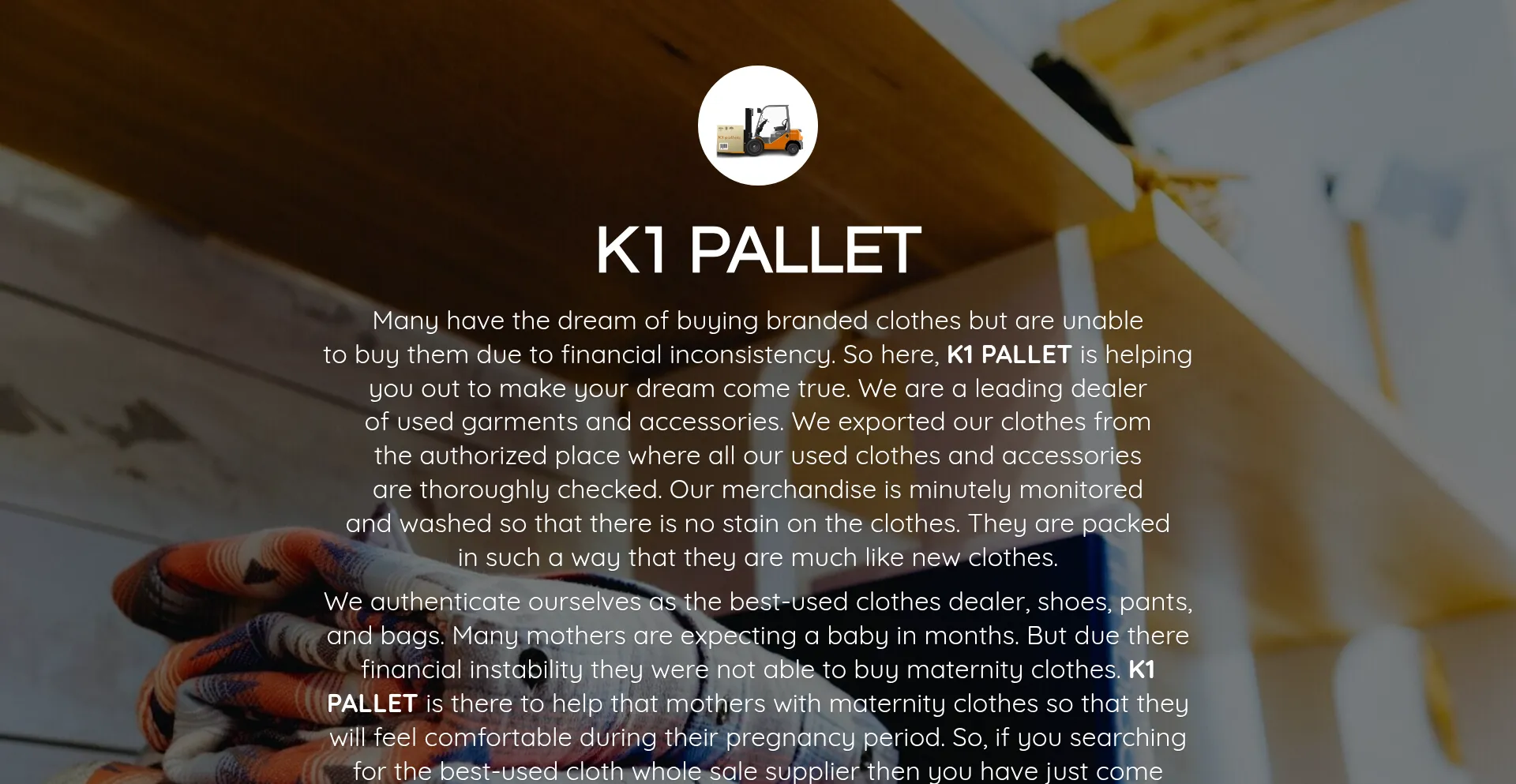 Website screenshot of K1pallet.company.site