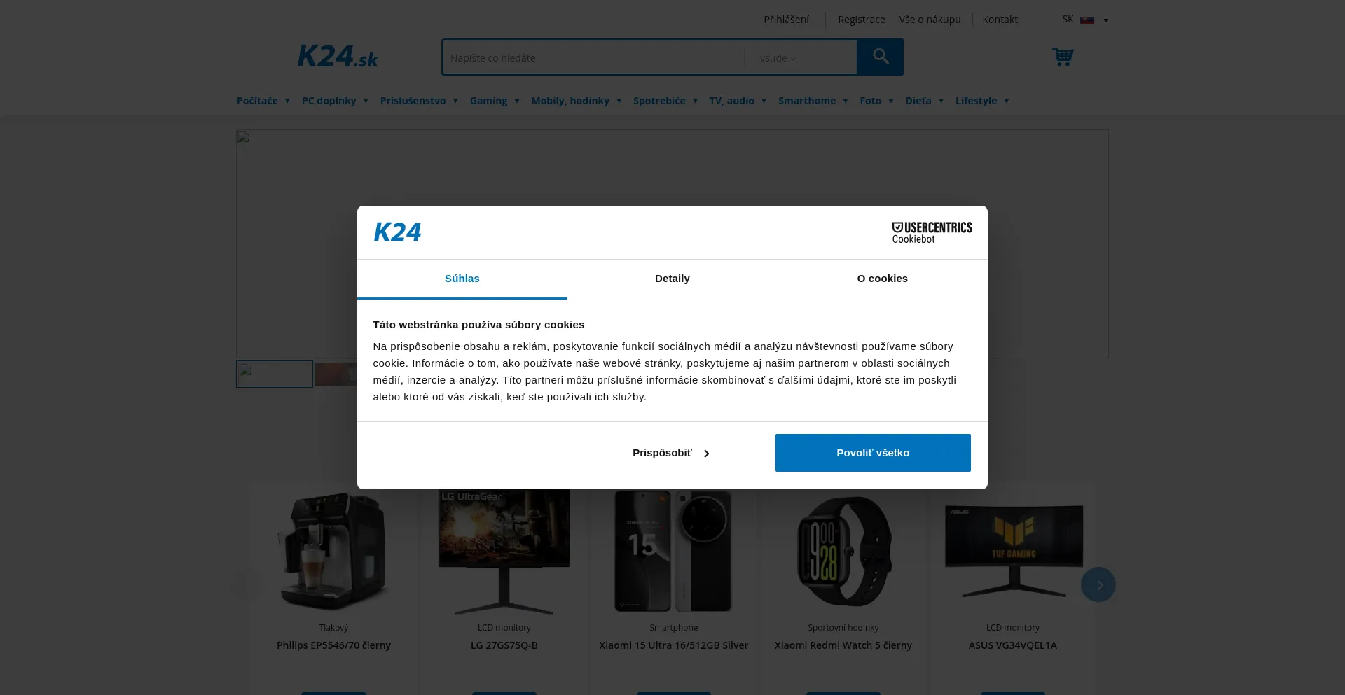 Website screenshot of K24.sk