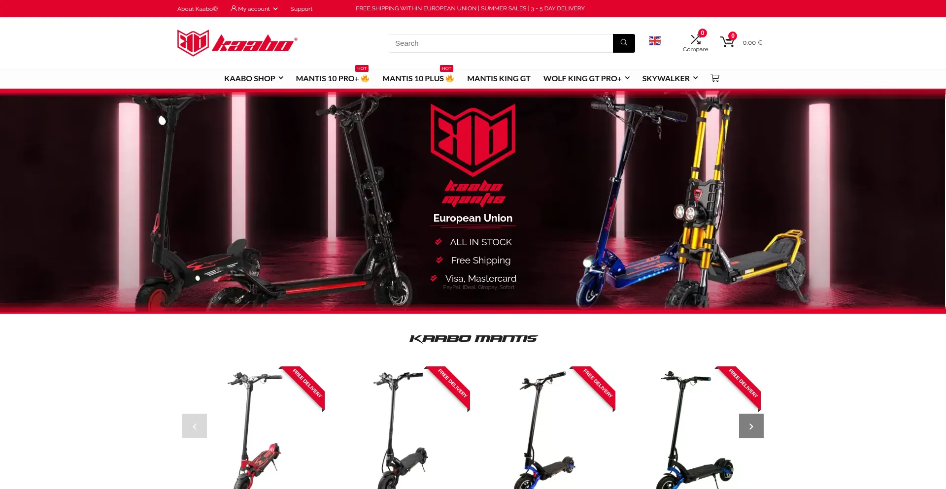 Website screenshot of Kaabomantis.com
