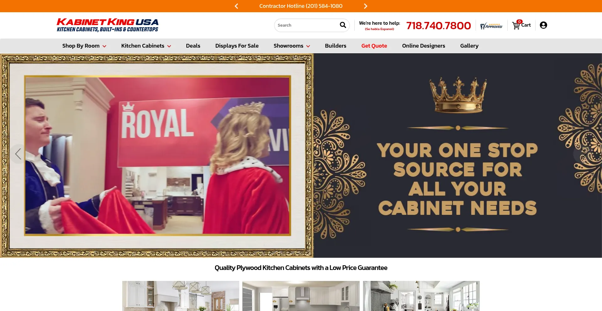 Website screenshot of Kabinetking.com