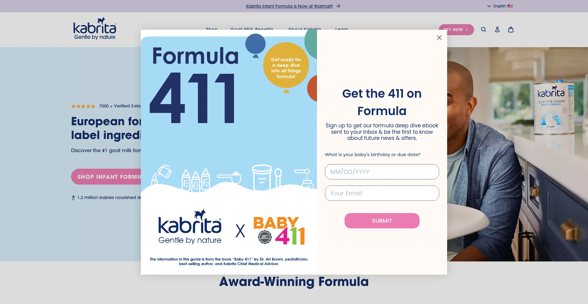 Website screenshot of Kabrita.com