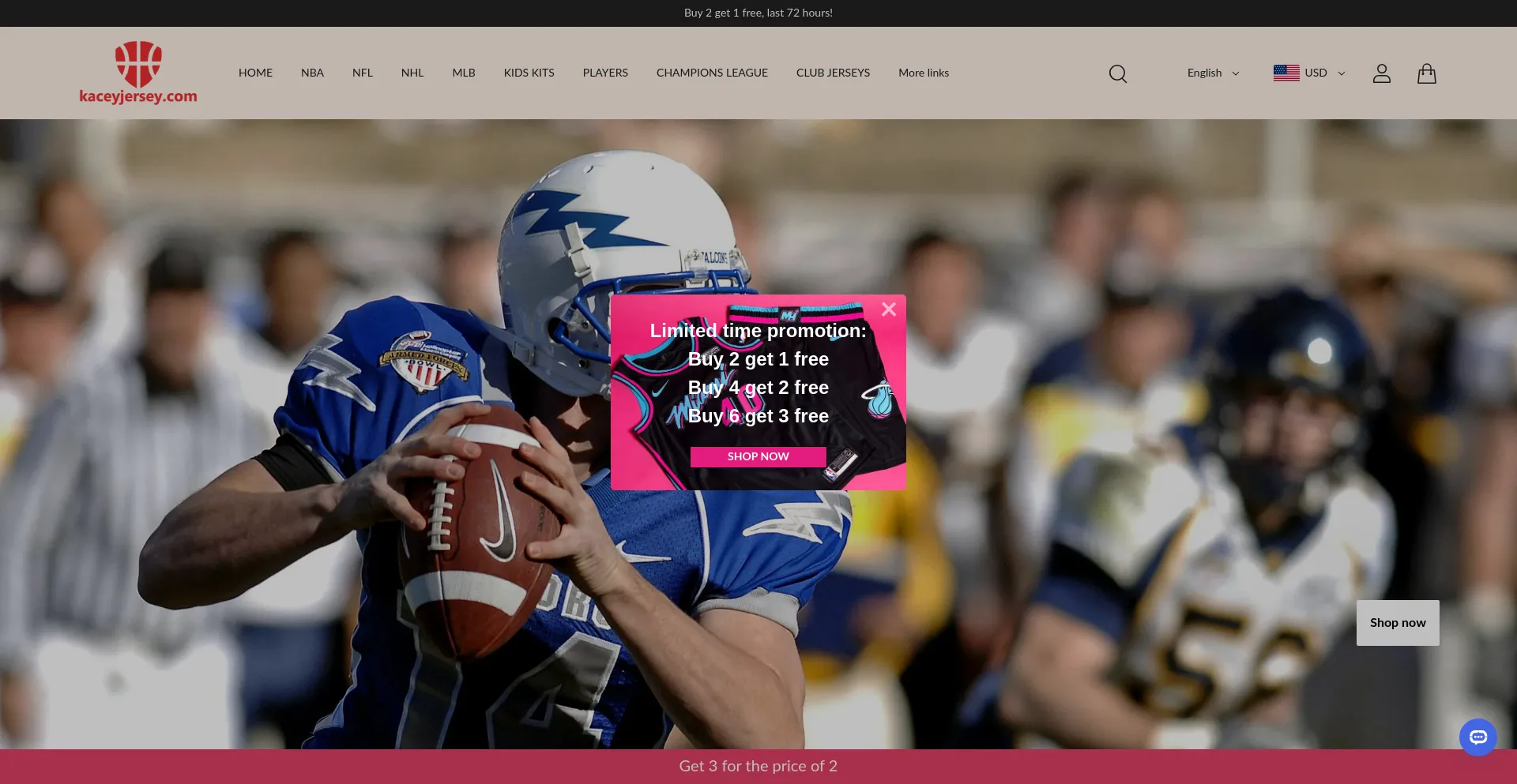 Website screenshot of Kaceyjersey.store