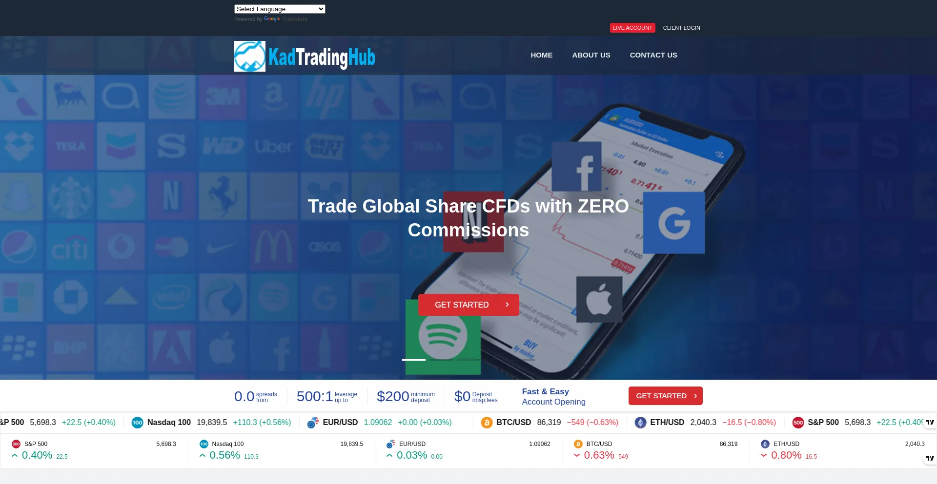 Website screenshot of Kadtradinghub.com