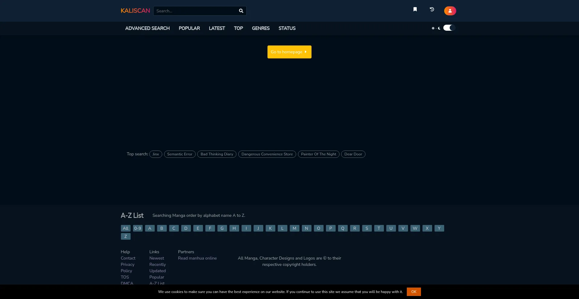 Website screenshot of Kaliscan.io