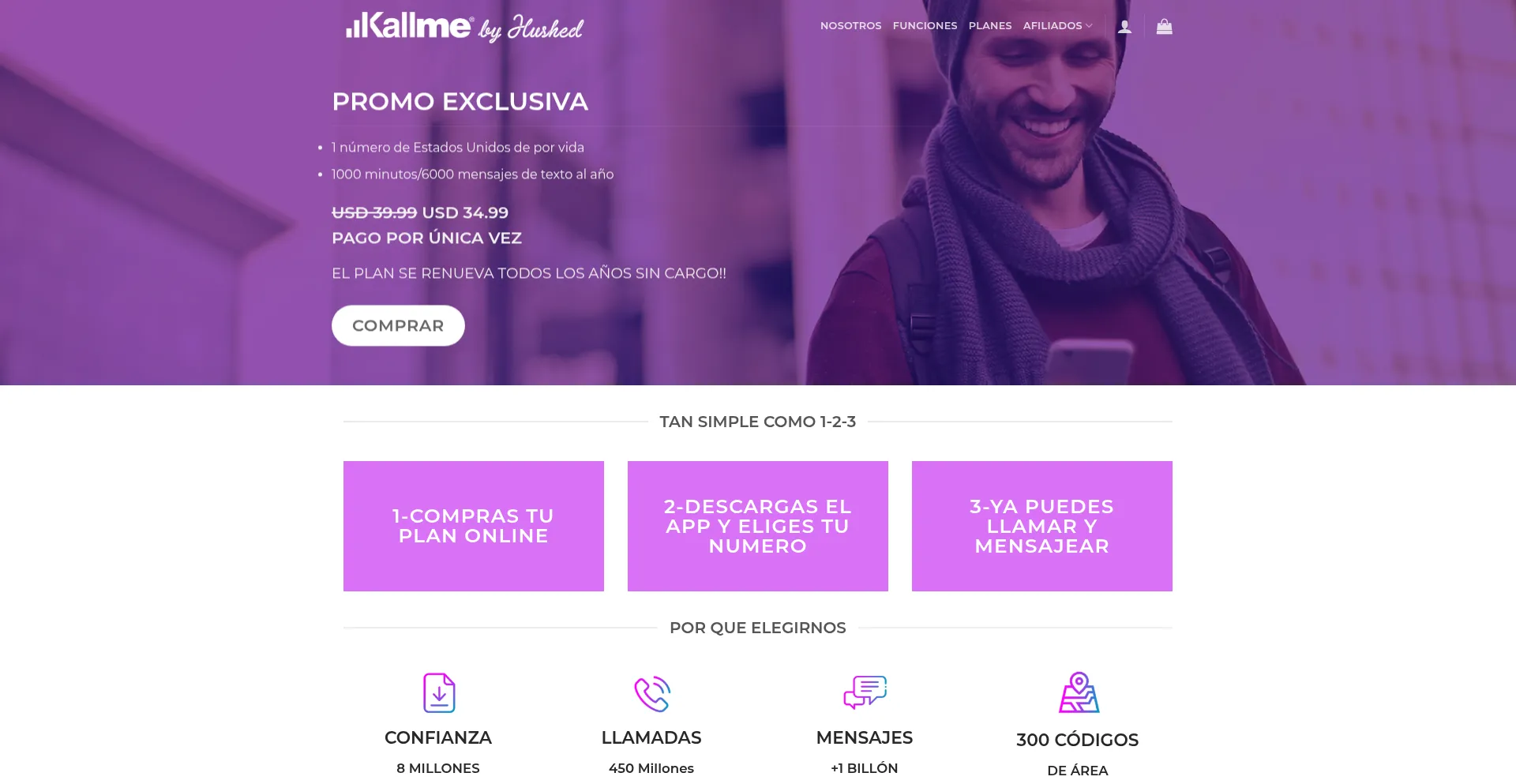Website screenshot of Kall-me.com