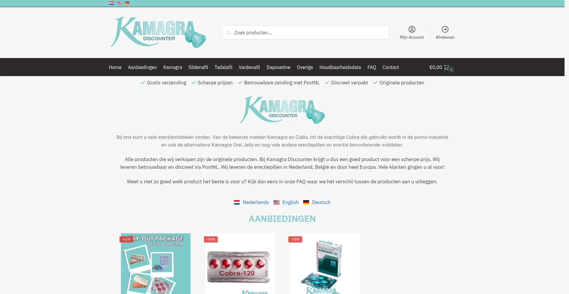Website screenshot of Kamdiscounter.com