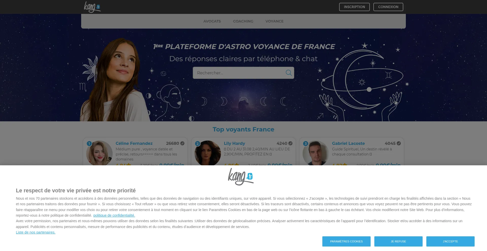 Website screenshot of Kang.fr