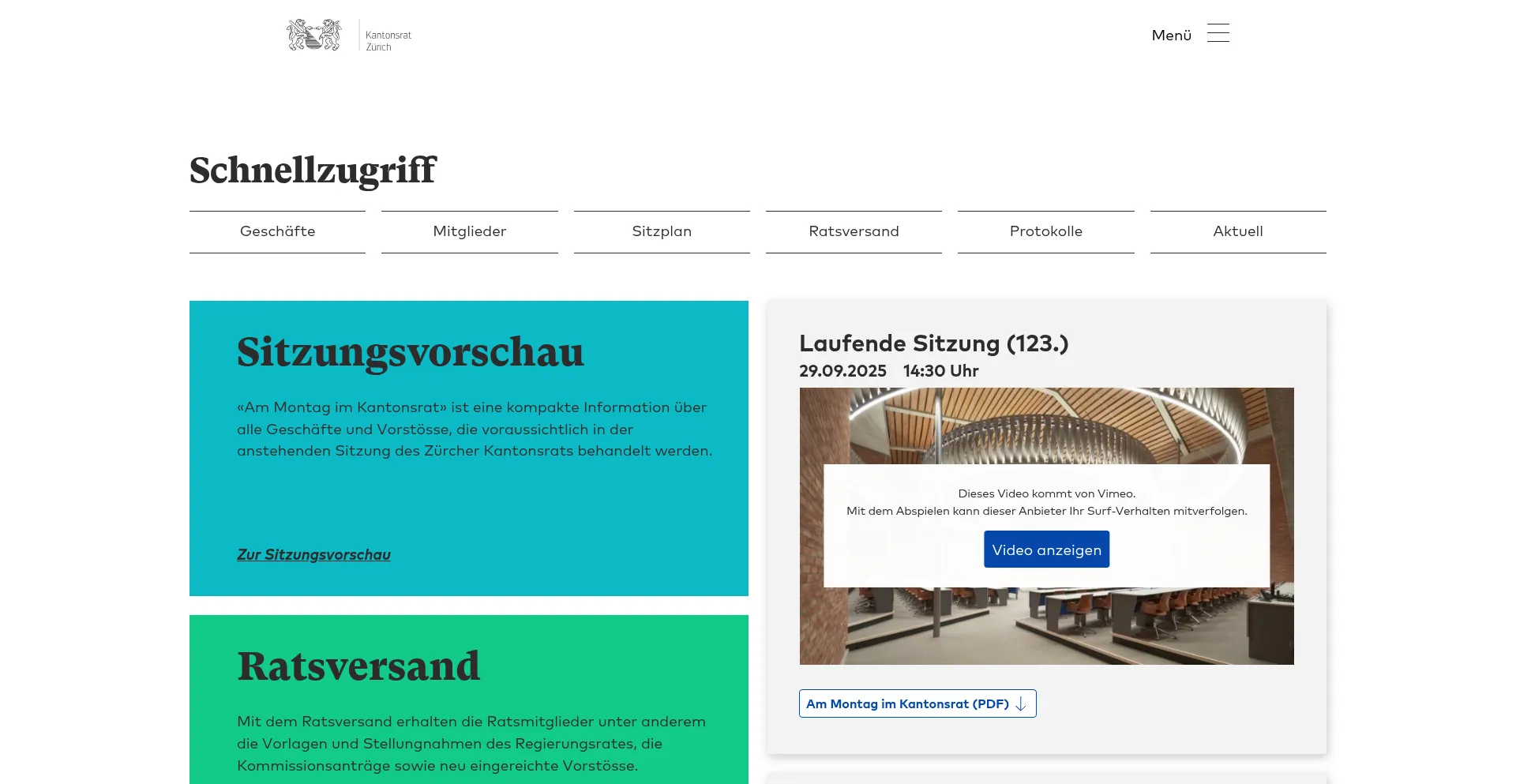 Kantonsrat.zh.ch Screenshot