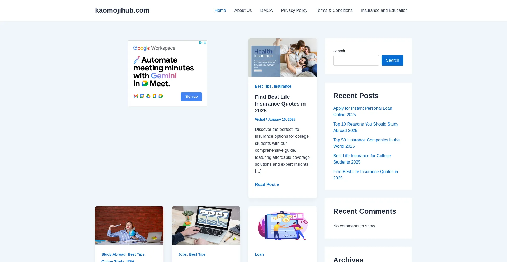 Website screenshot of Kaomojihub.com