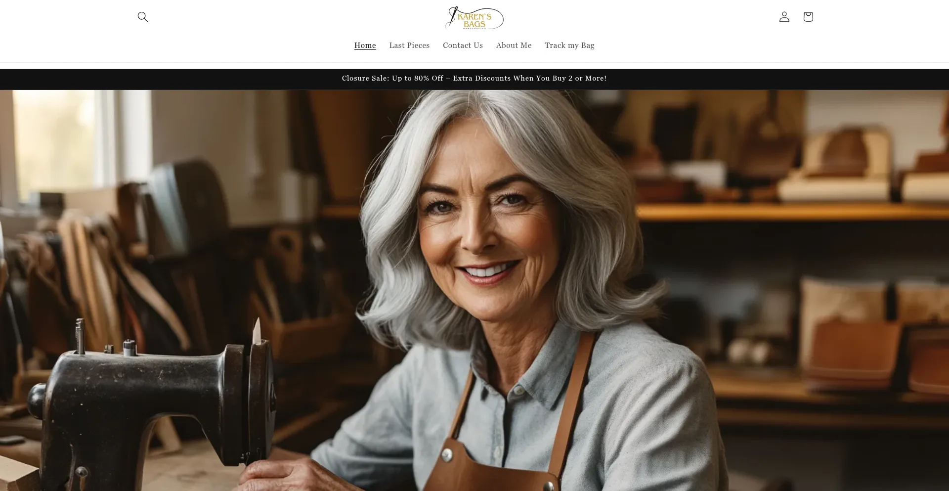 Website screenshot of Karen-bags.com