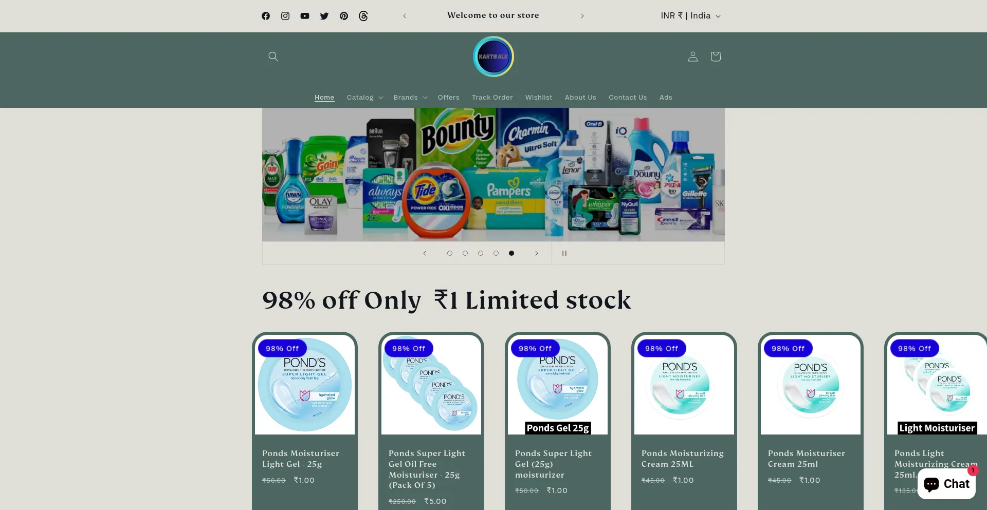 Website screenshot of Kartwalk.in