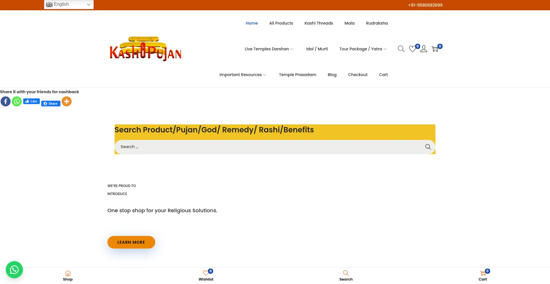 Website screenshot of Kashipujan.com
