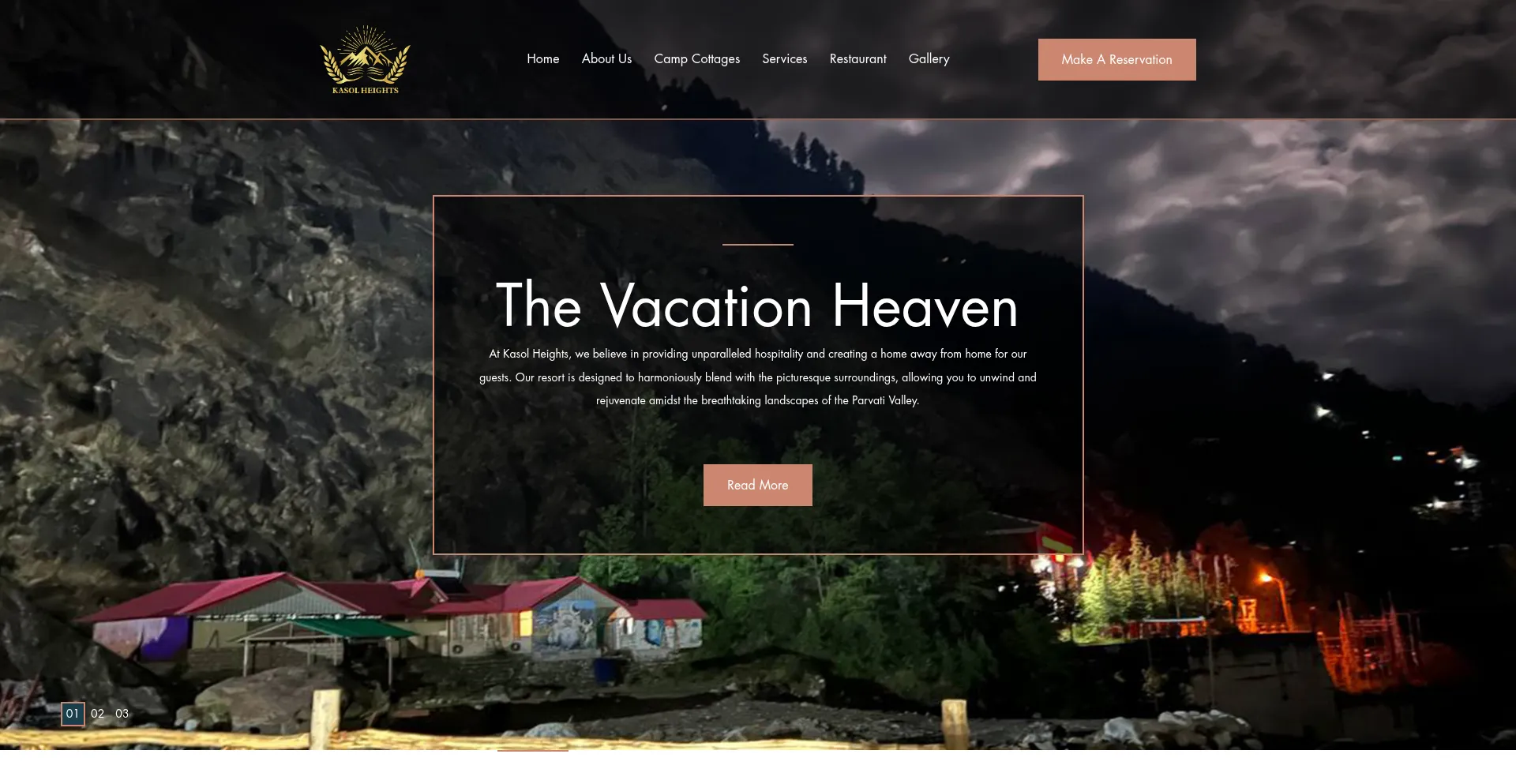 Website screenshot of Kasolheights.com