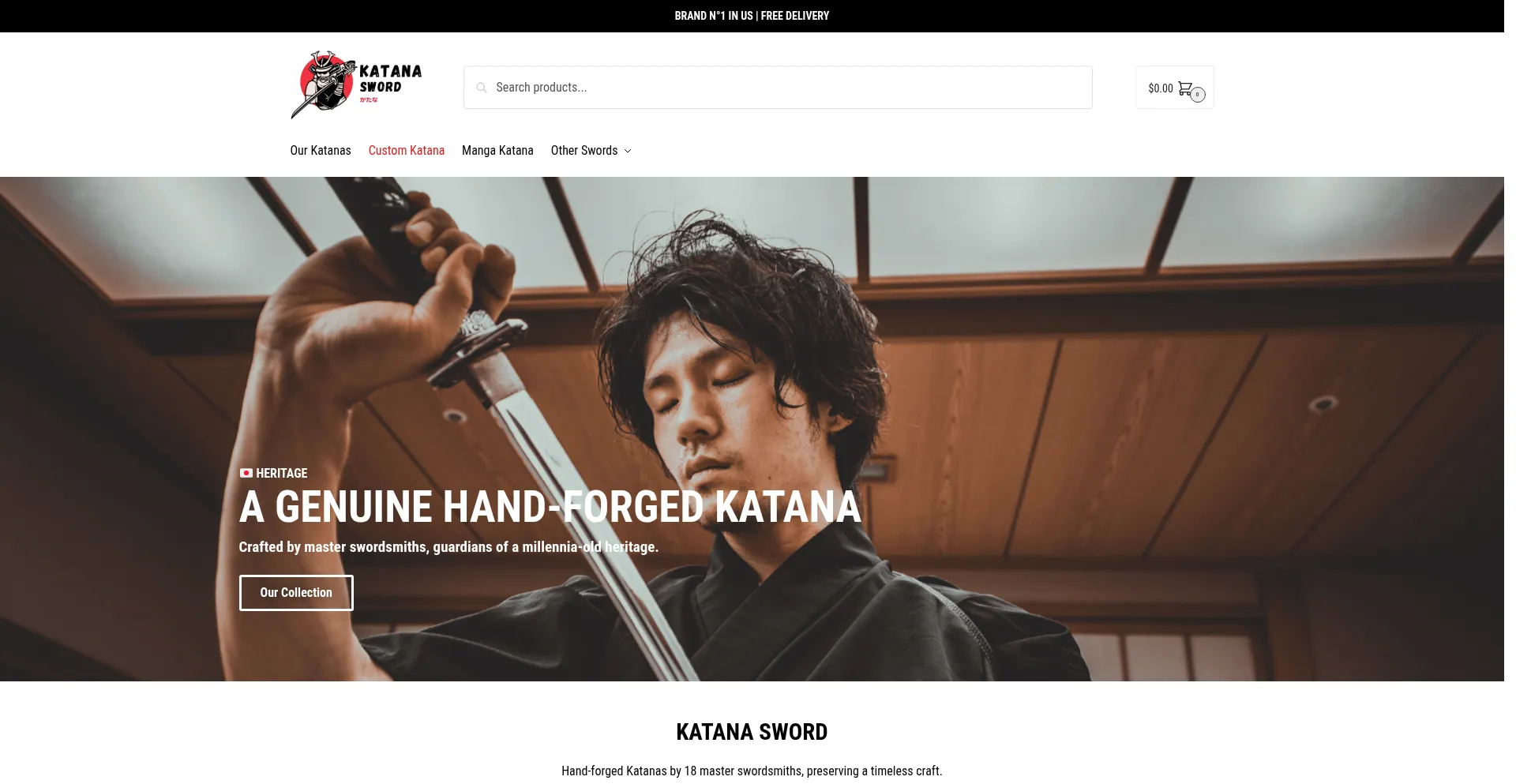 Website screenshot of Katana-sword.us
