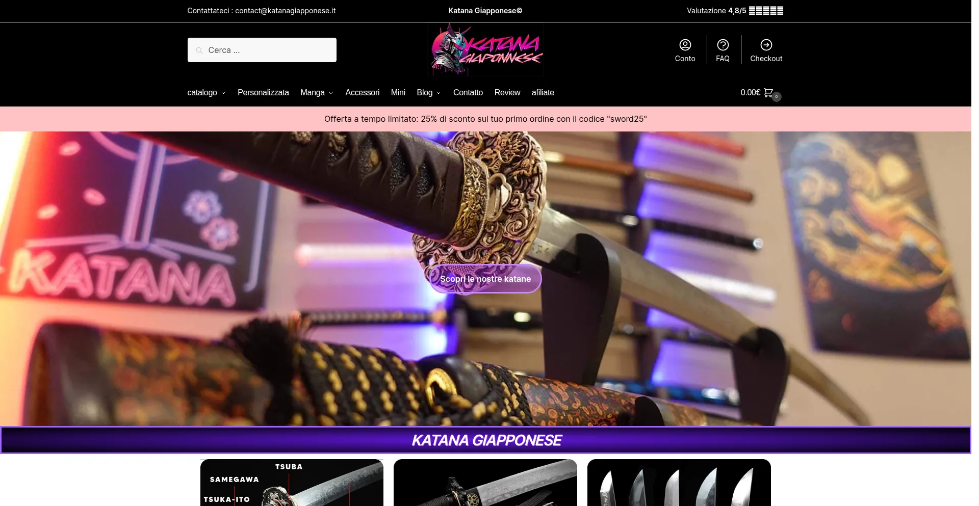 Website screenshot of Katanagiapponese.it
