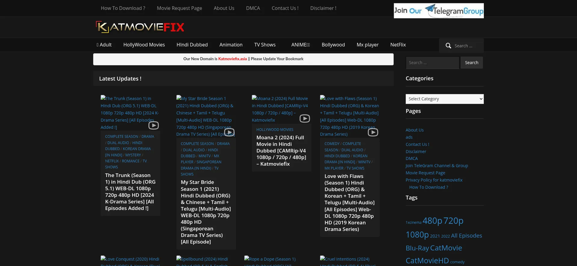 Website screenshot of Katmoviefix.fit