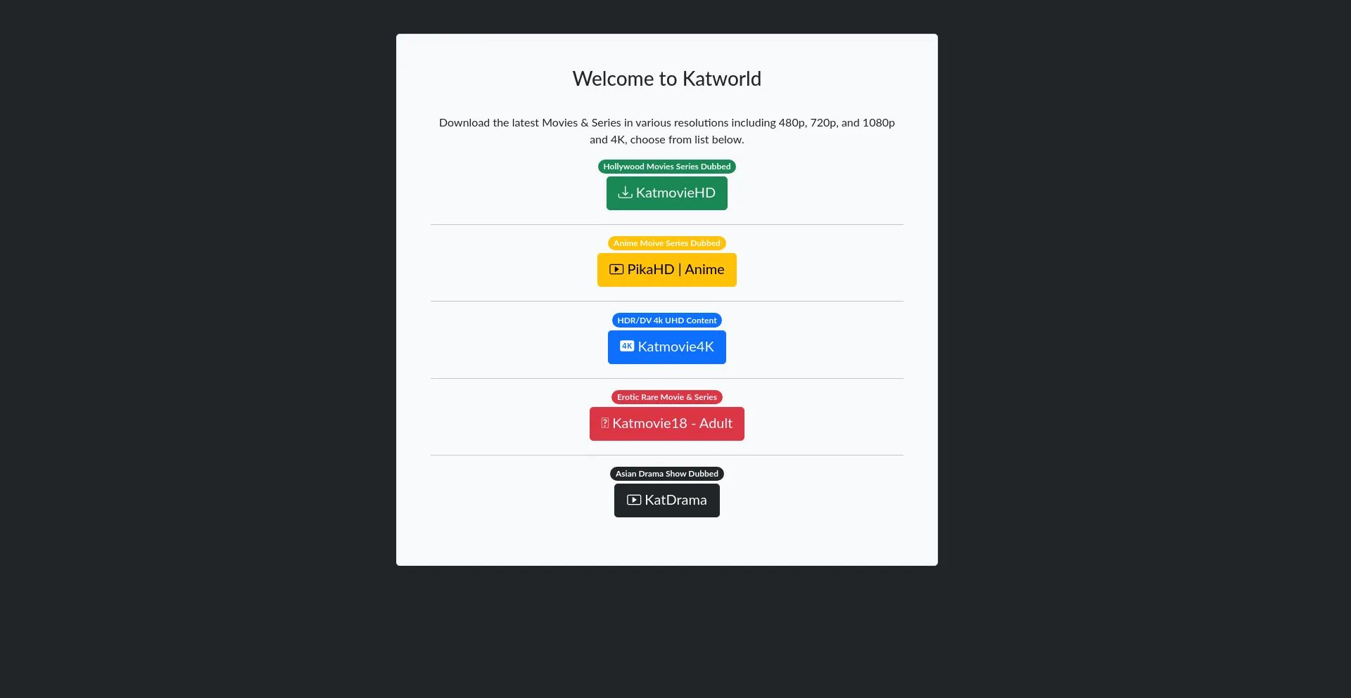 Website screenshot of Katworld.net