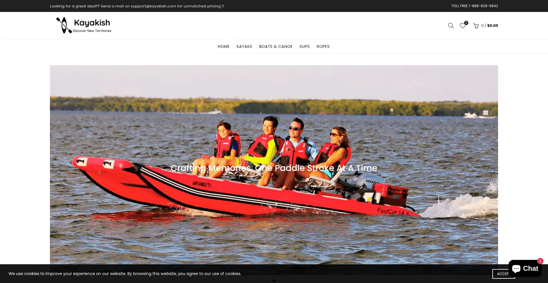 Website screenshot of Kayakish.com