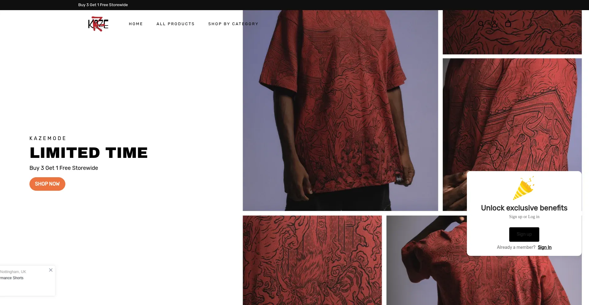 Website screenshot of Kazemode.com