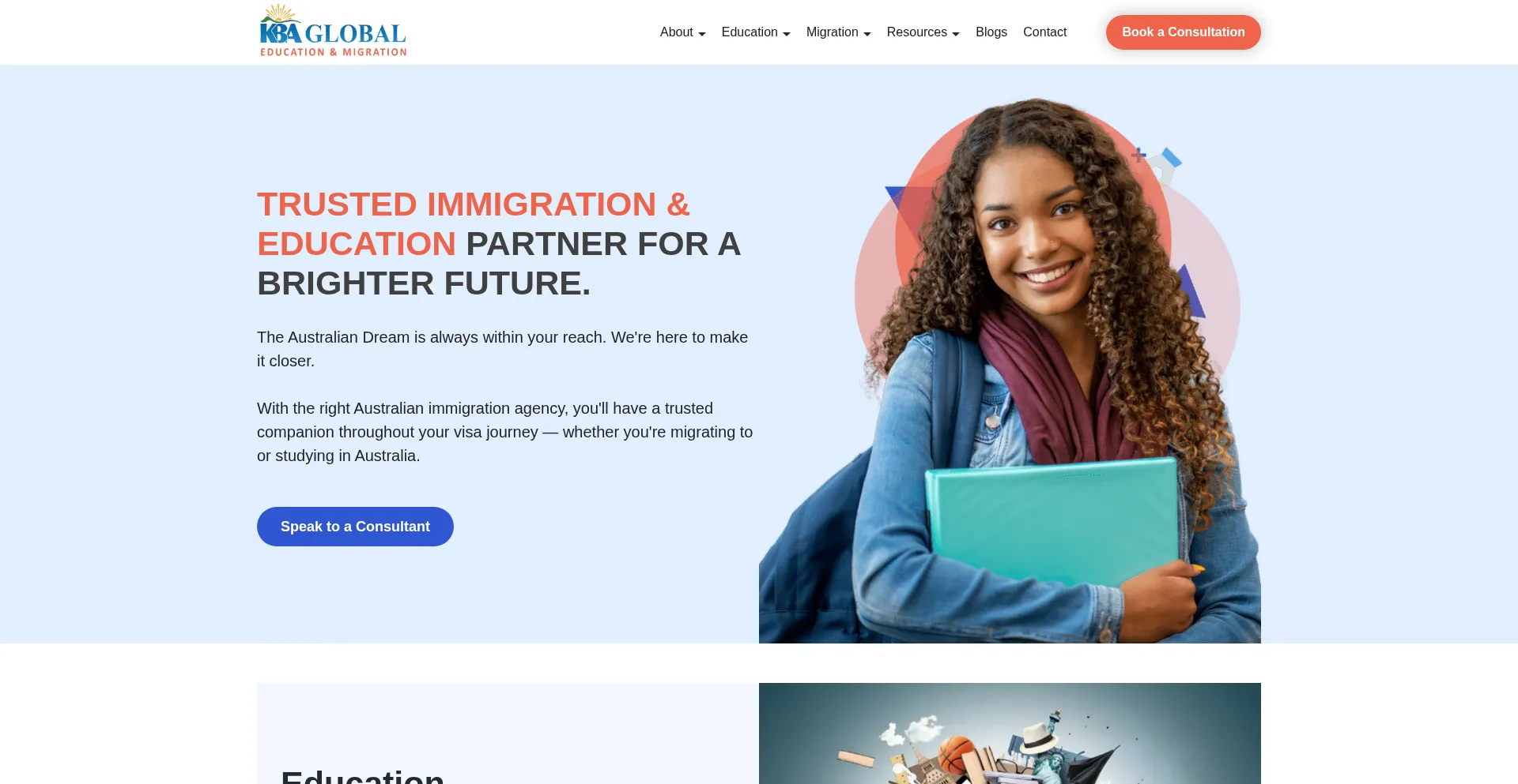 Website screenshot of Kbaglobal.com