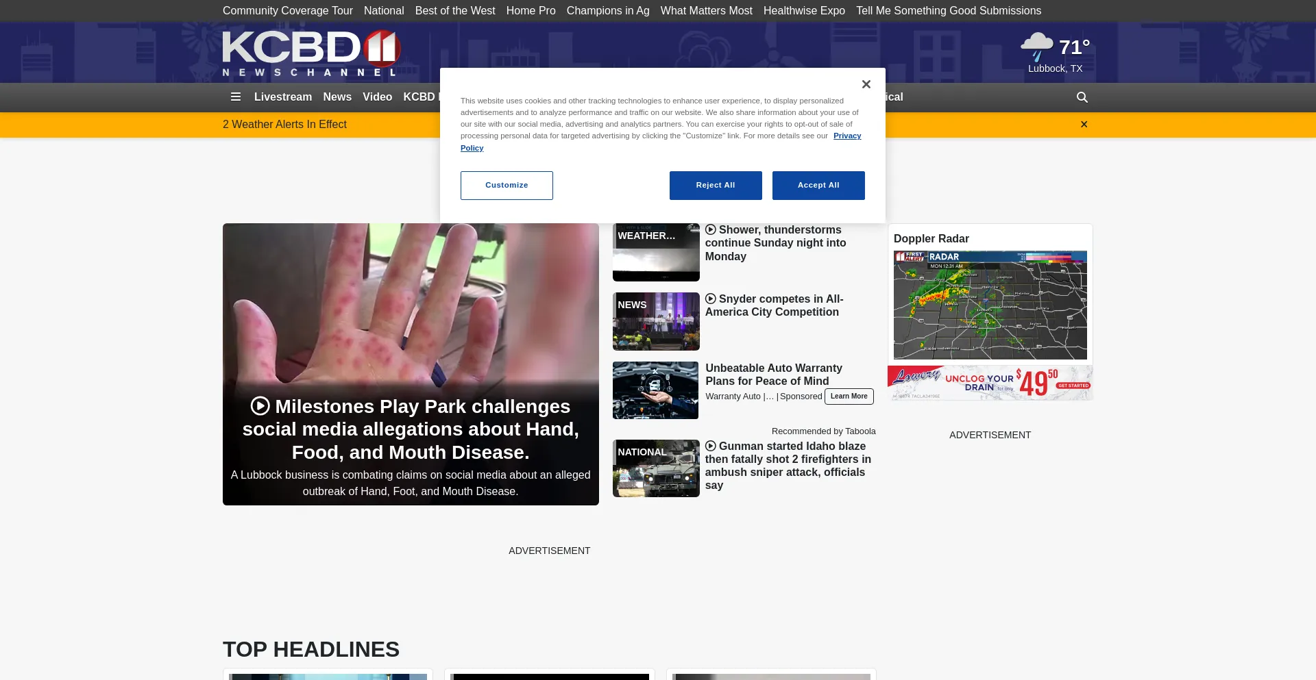 Website screenshot of Kcbd.com