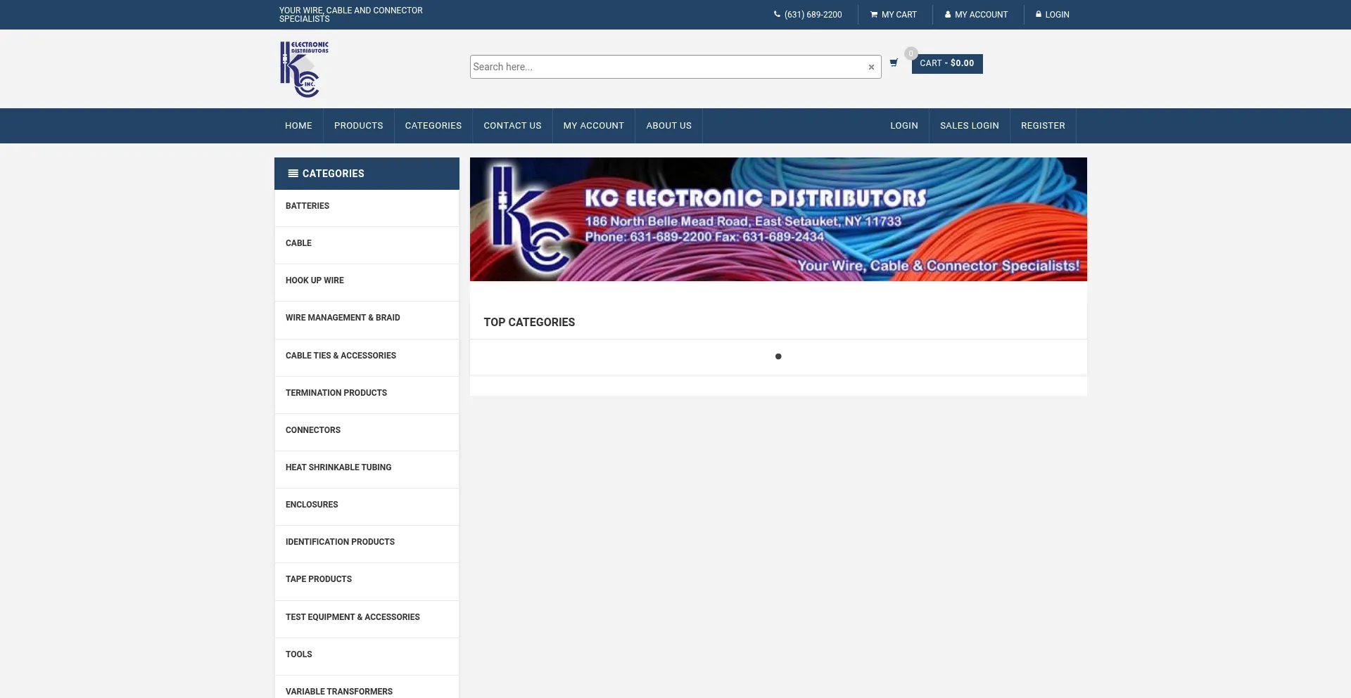 Website screenshot of Kcelectronics.com