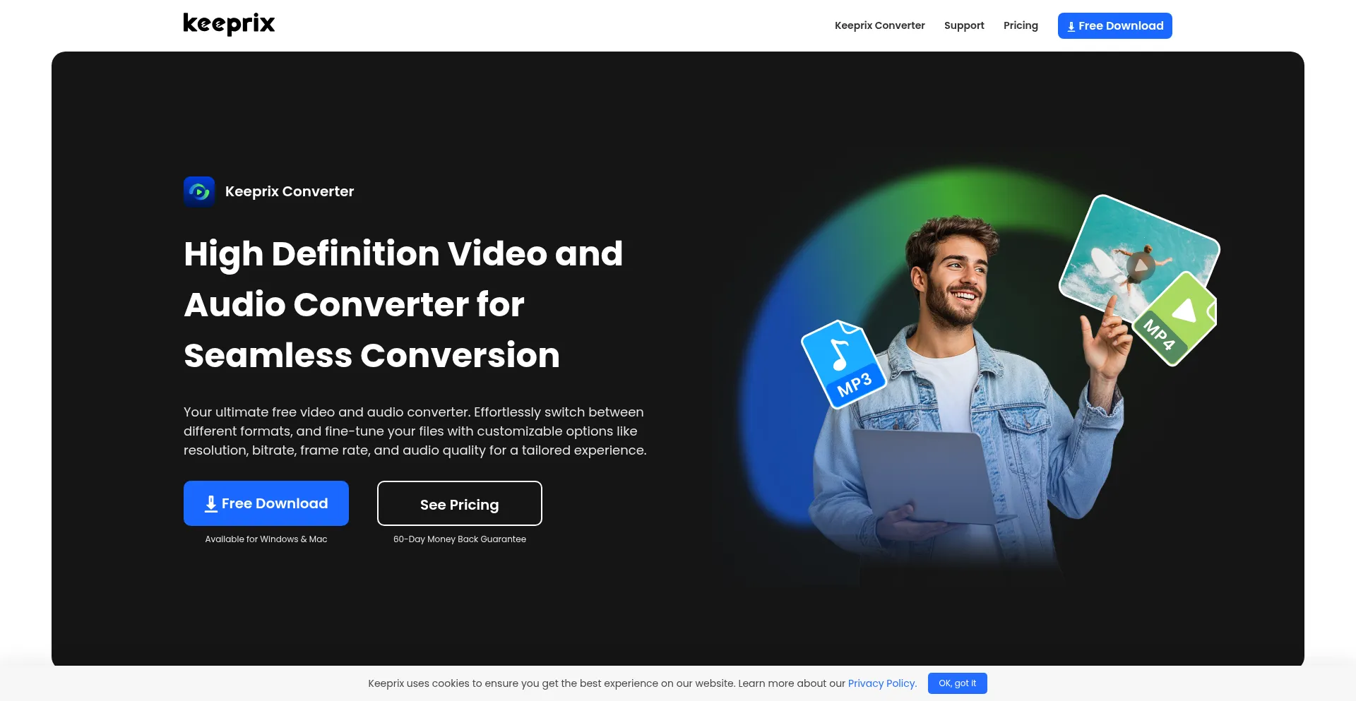 Website screenshot of Keeprix.net
