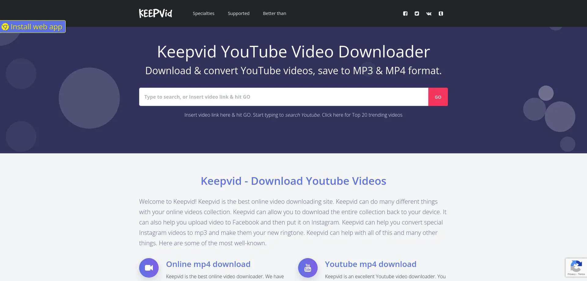 Website screenshot of Keepv.id