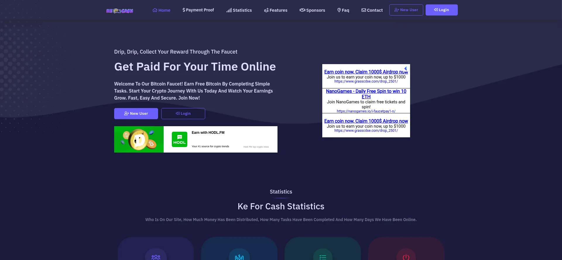 Website screenshot of Keforcash.com