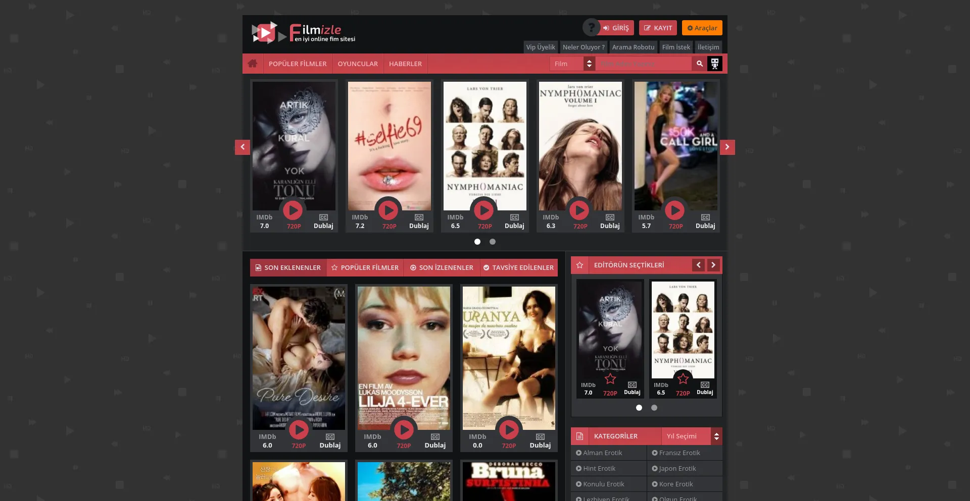 Website screenshot of Kelebekfilmm1.com