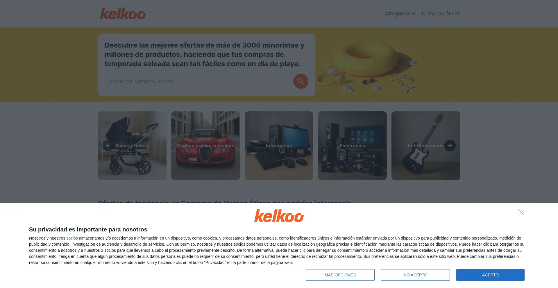 Website screenshot of Kelkoo.es
