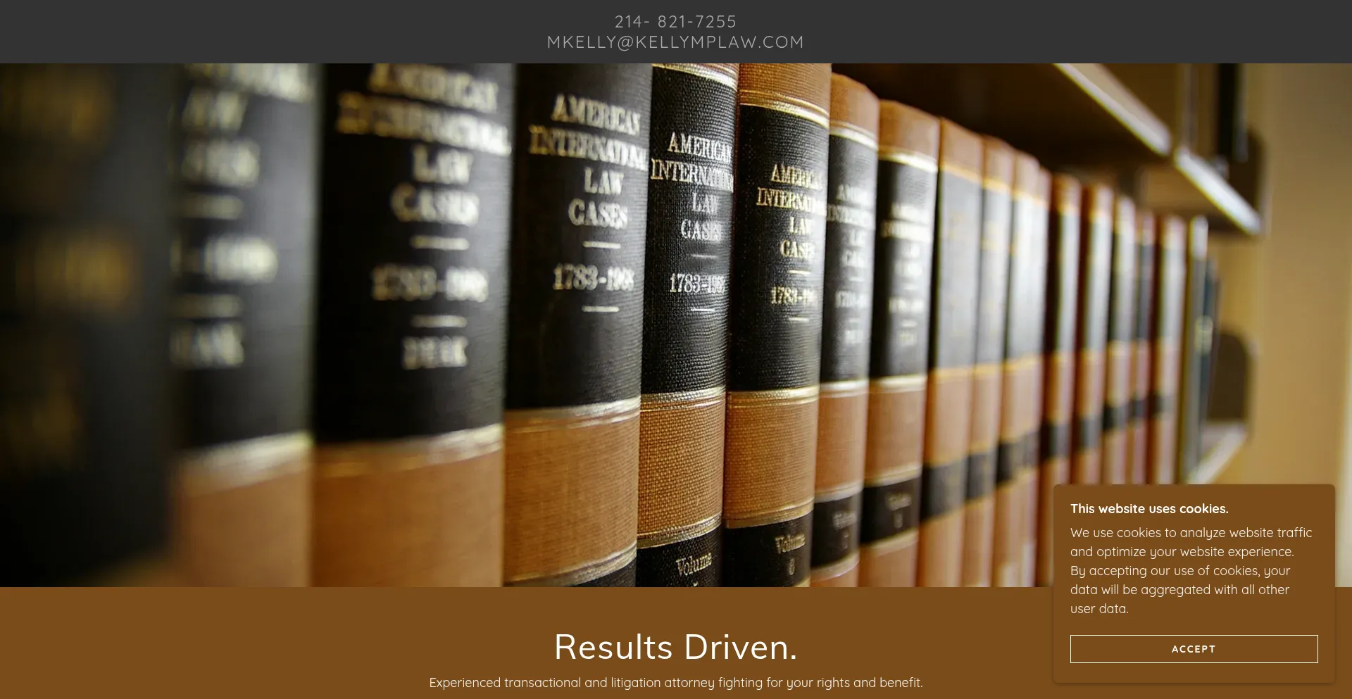 Website screenshot of Kellymplaw.com