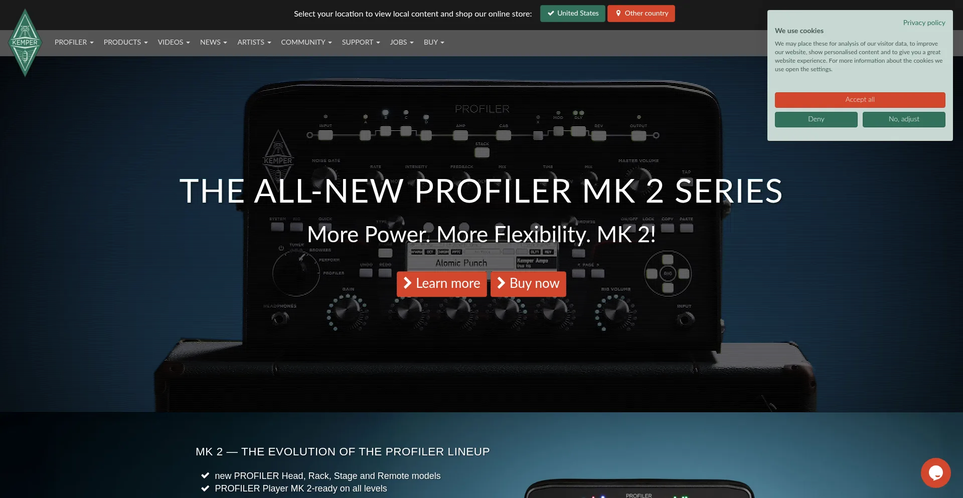 Website screenshot of Kemper-amps.com