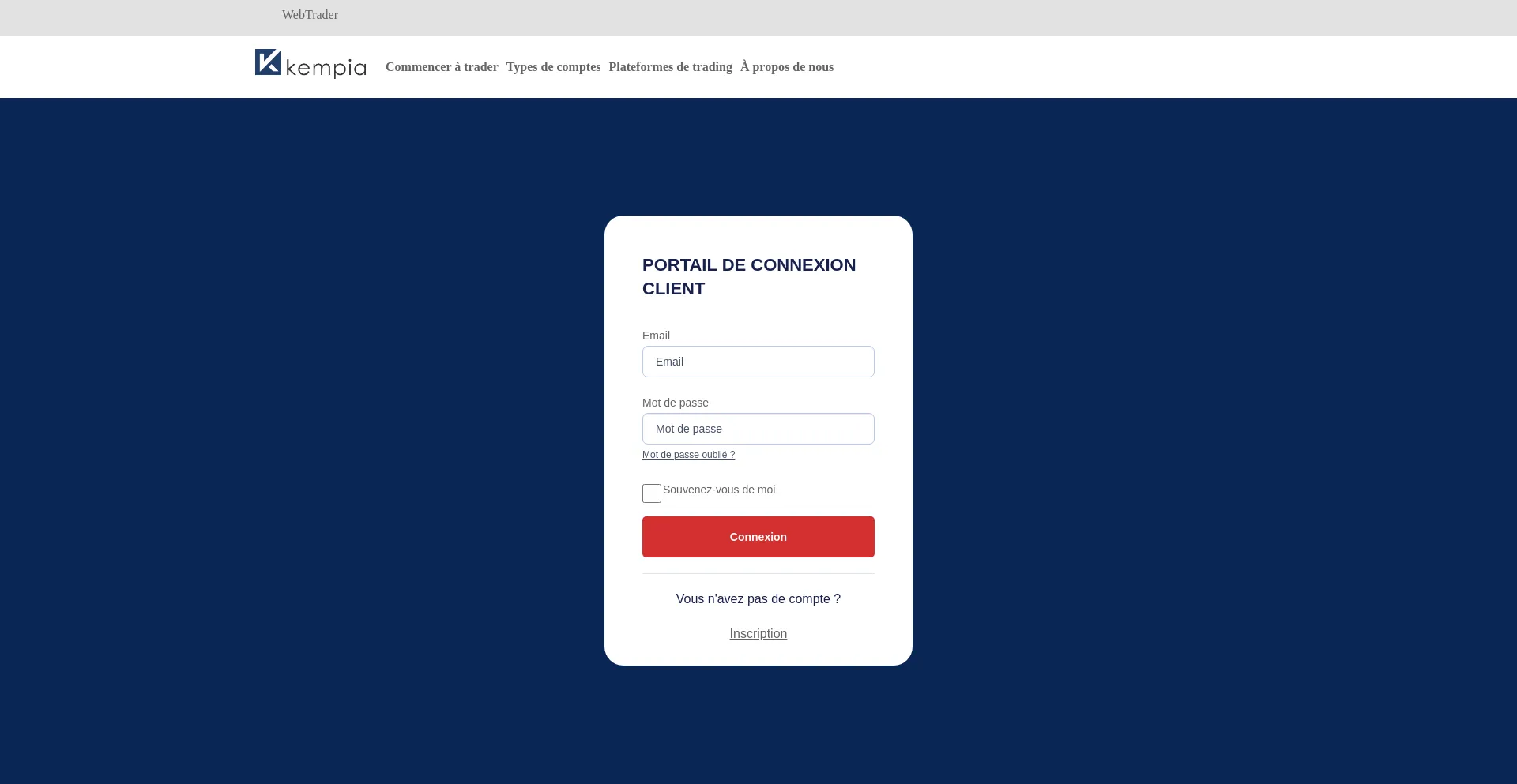 Website screenshot of Kempia.com