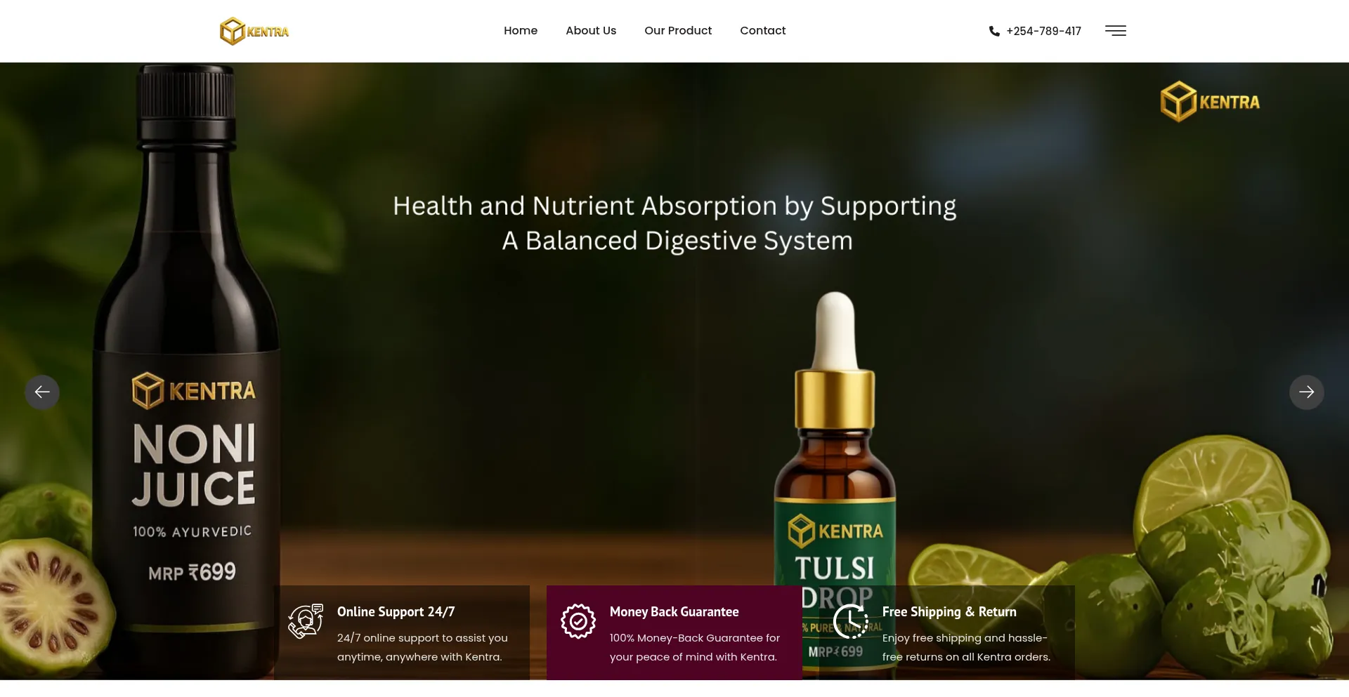 Website screenshot of Kentra.live
