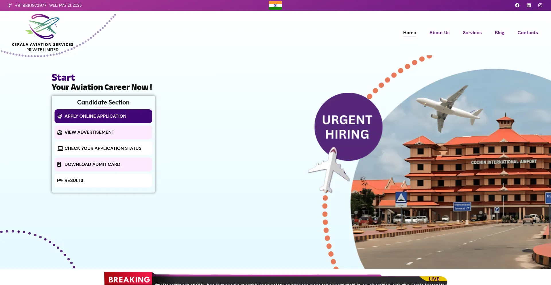 Keralaaviationservices.com Screenshot