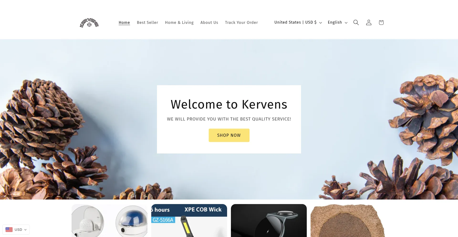 Website screenshot of Kervens.shop