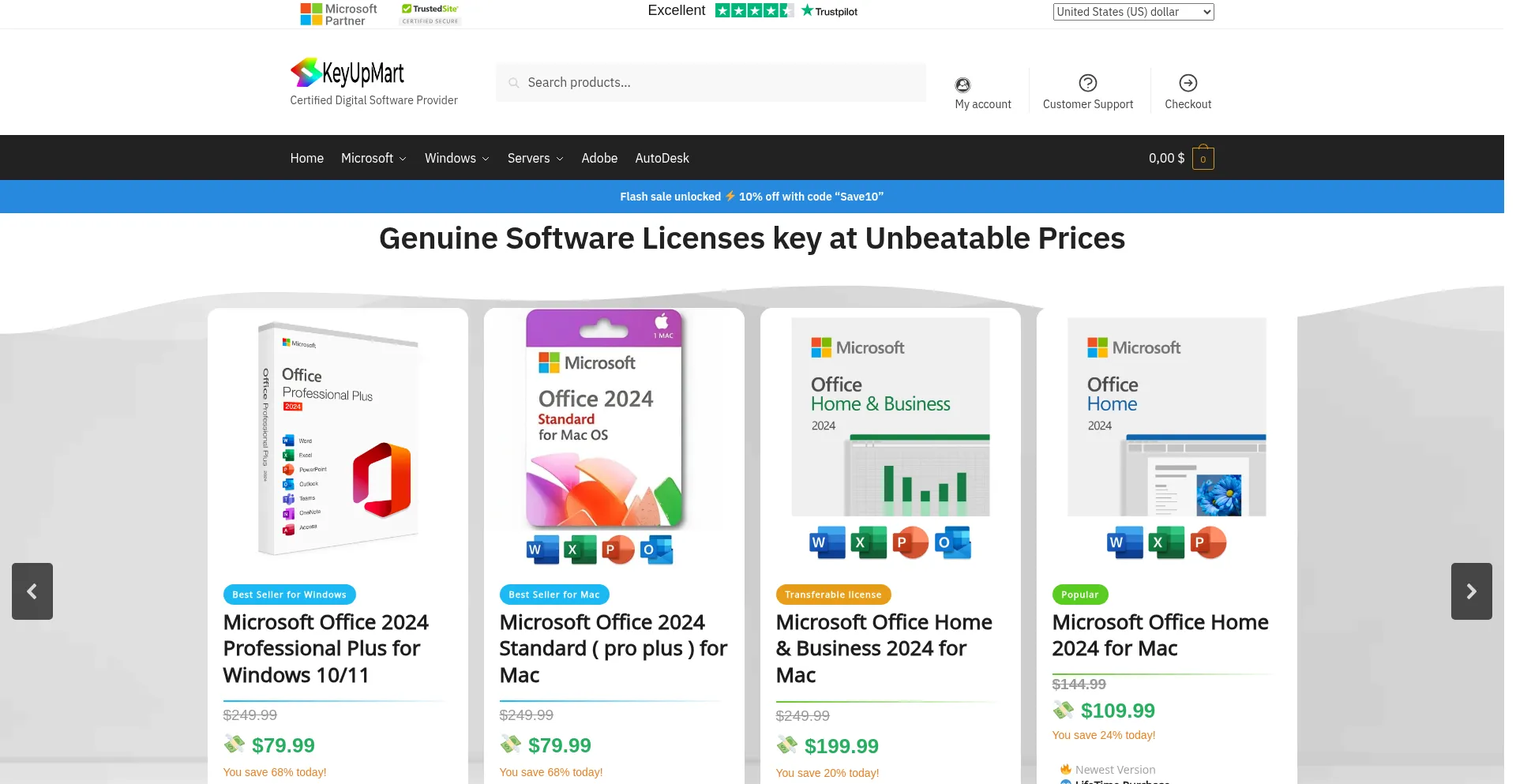 Website screenshot of Keyupmart.com