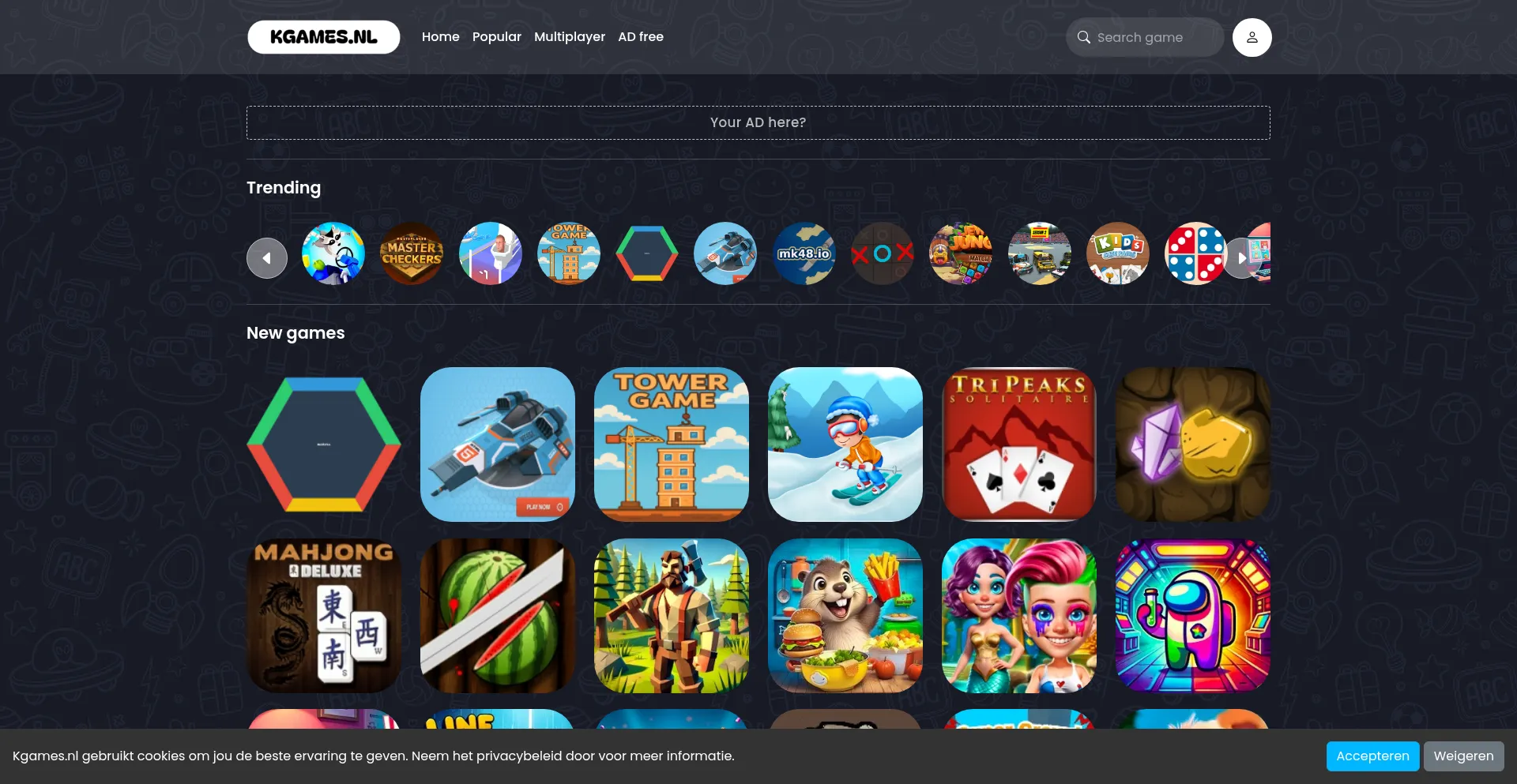 Website screenshot of Kgames.nl