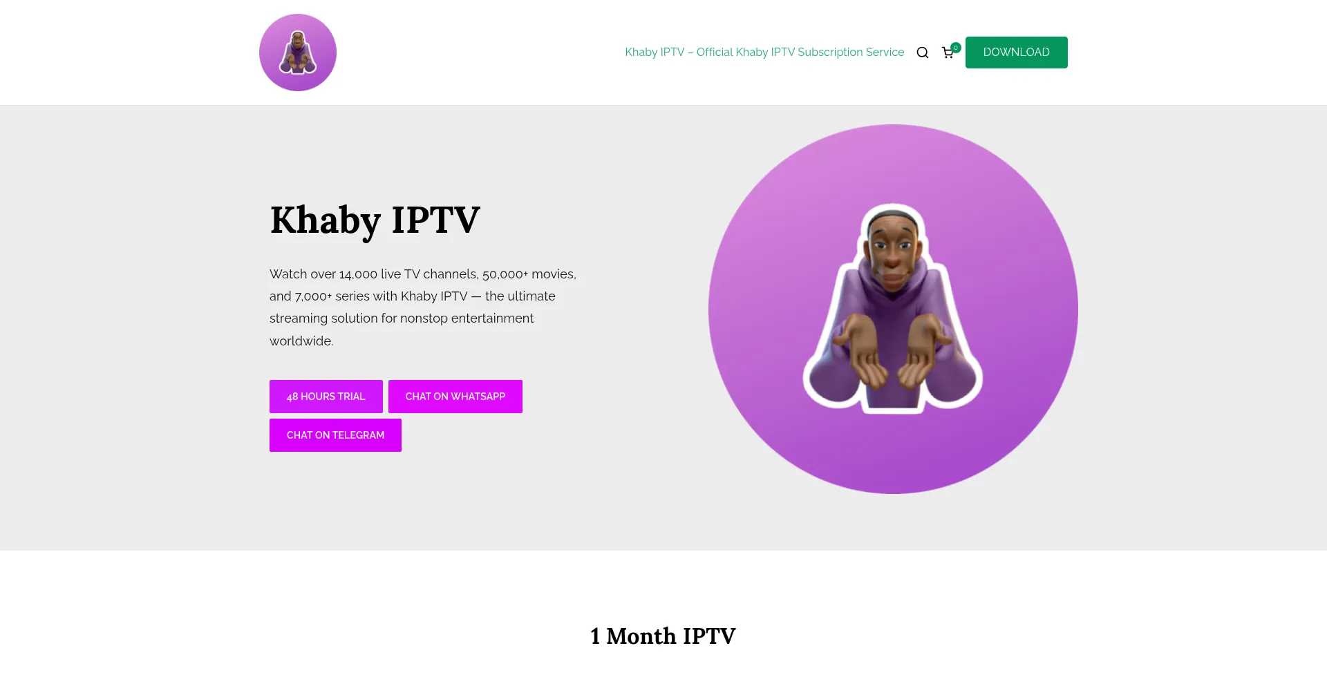 Website screenshot of Khabyiptv.com