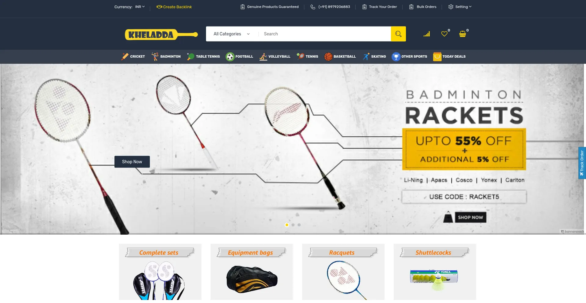 Website screenshot of Kheladda.in