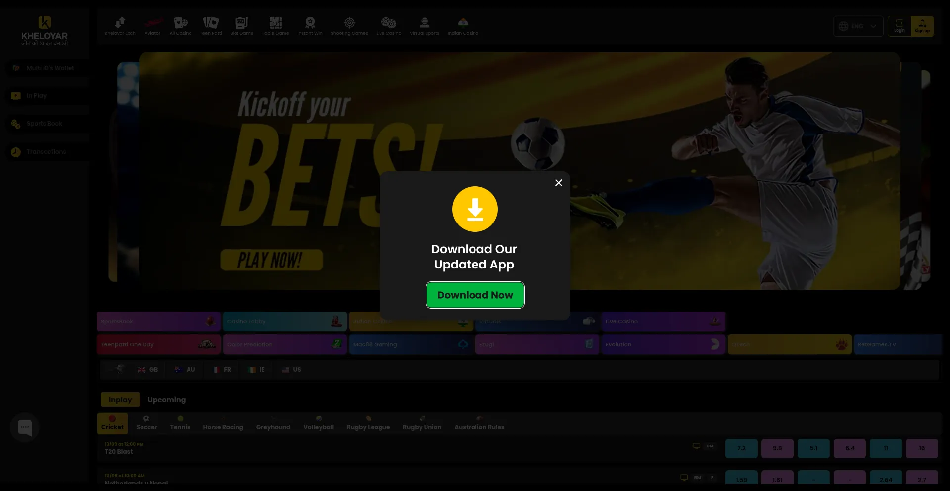 Website screenshot of Kheloyaar360.club