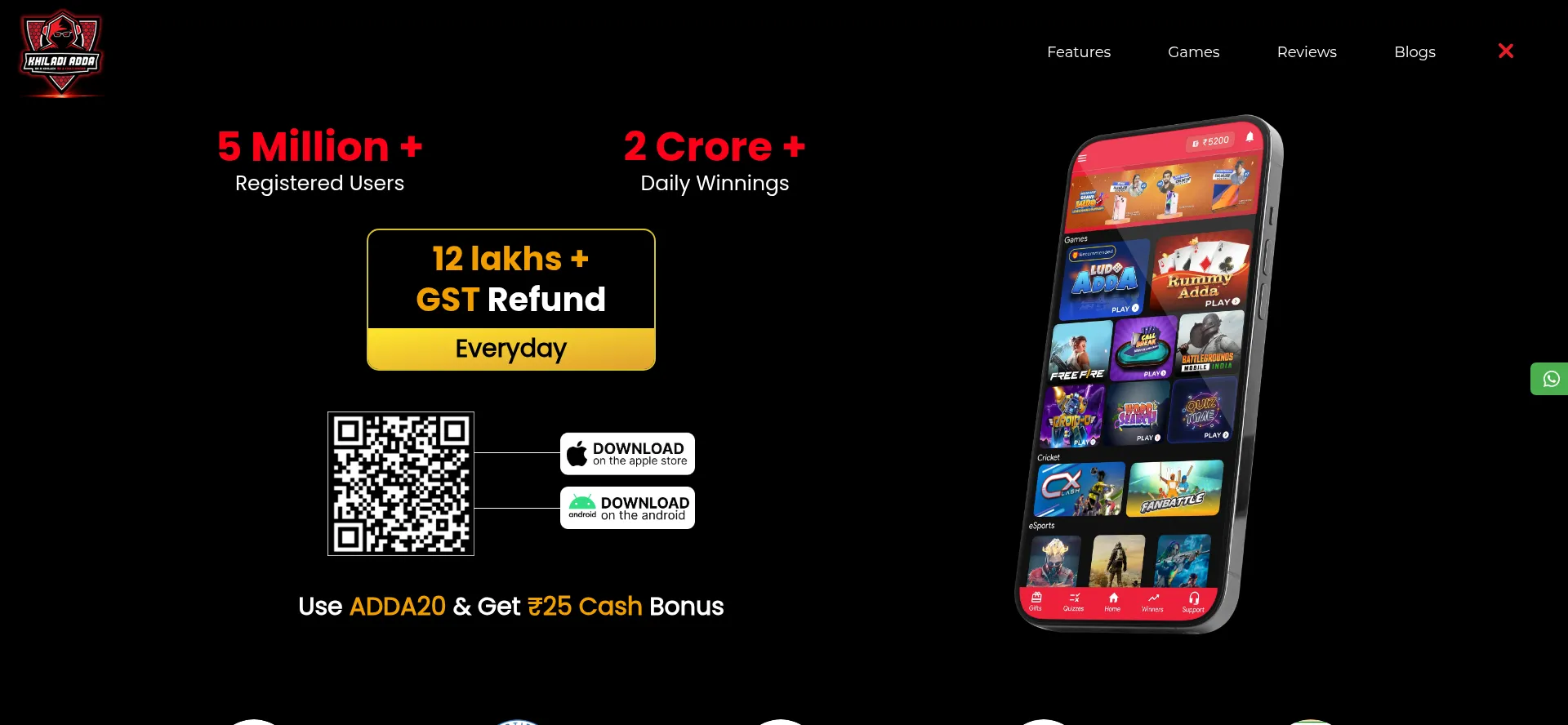 Website screenshot of Khiladiadda.in