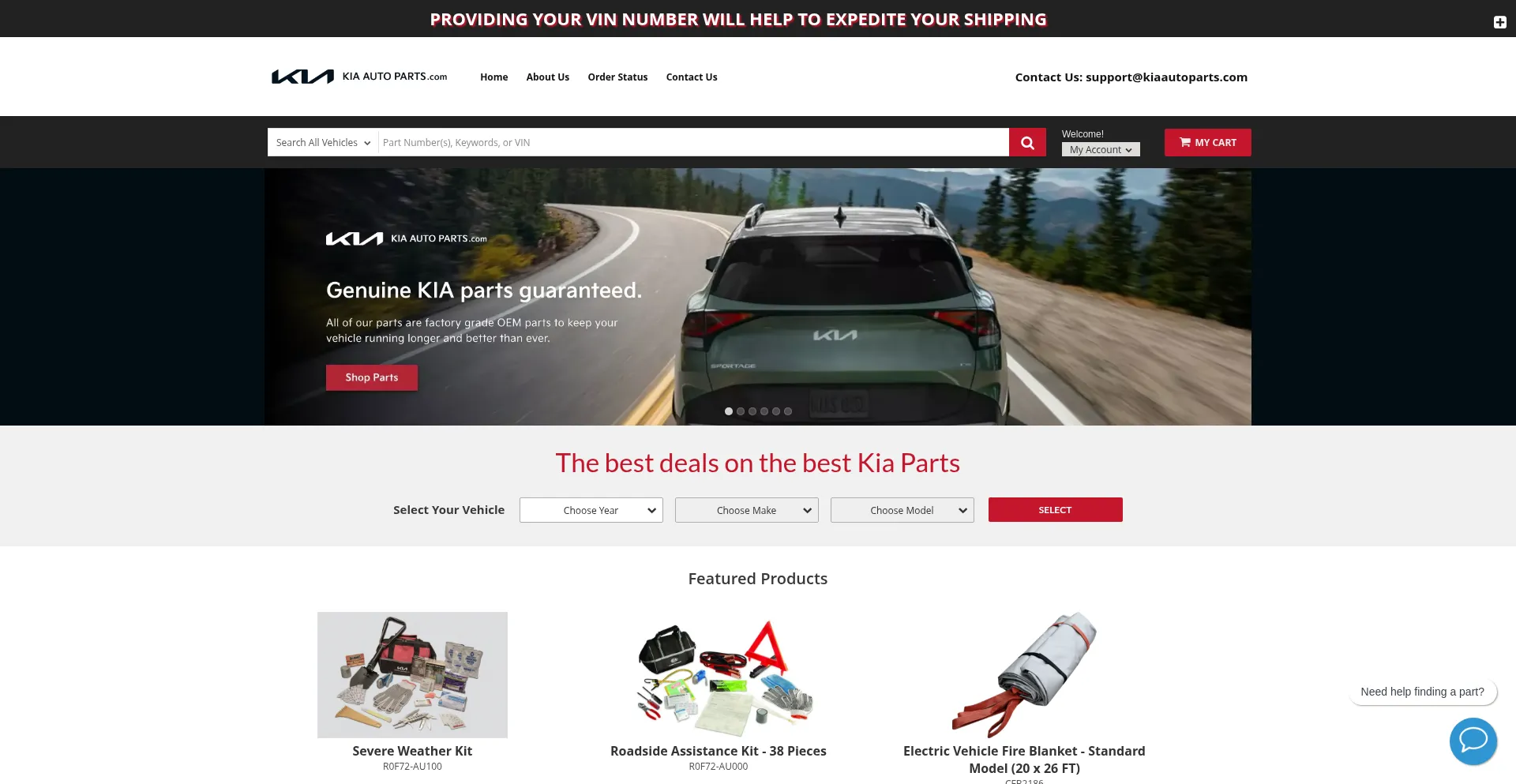 Website screenshot of Kiaautoparts.com