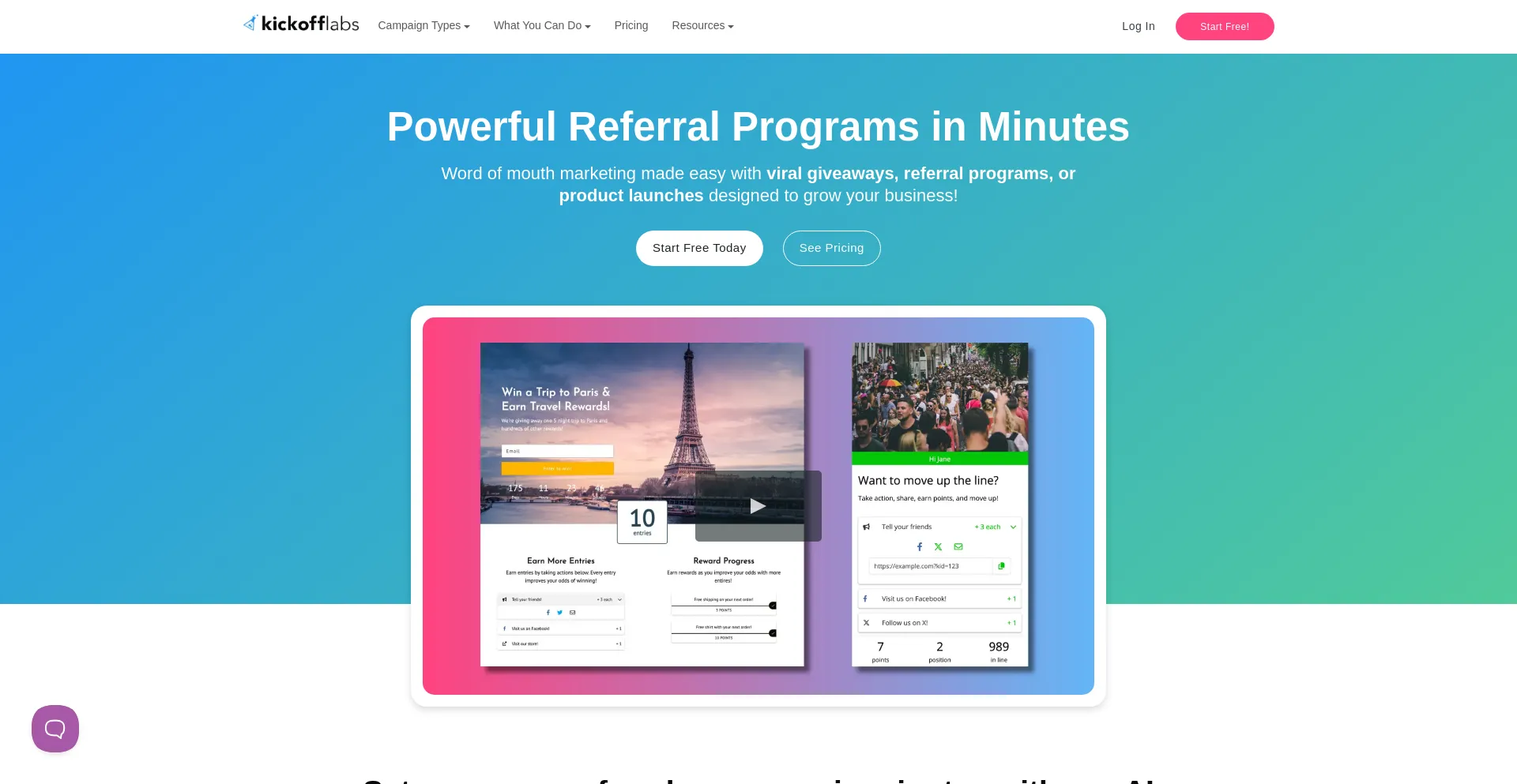 Website screenshot of Kickofflabs.com