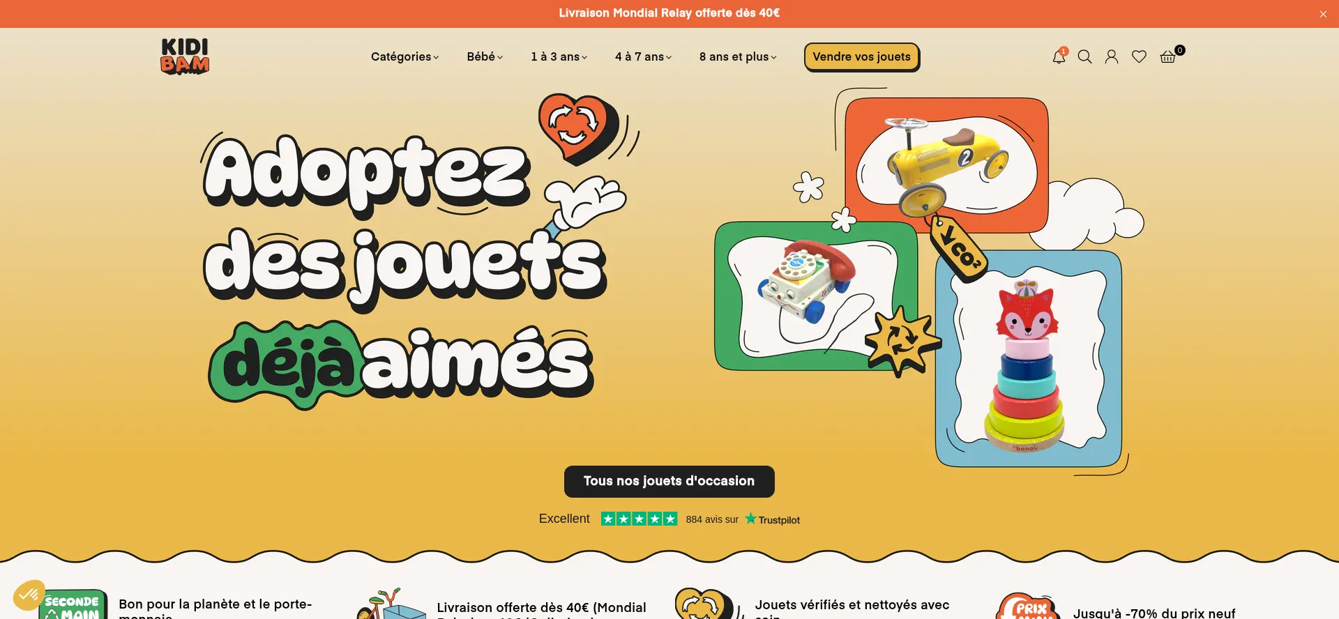 Website screenshot of Kidibam.fr
