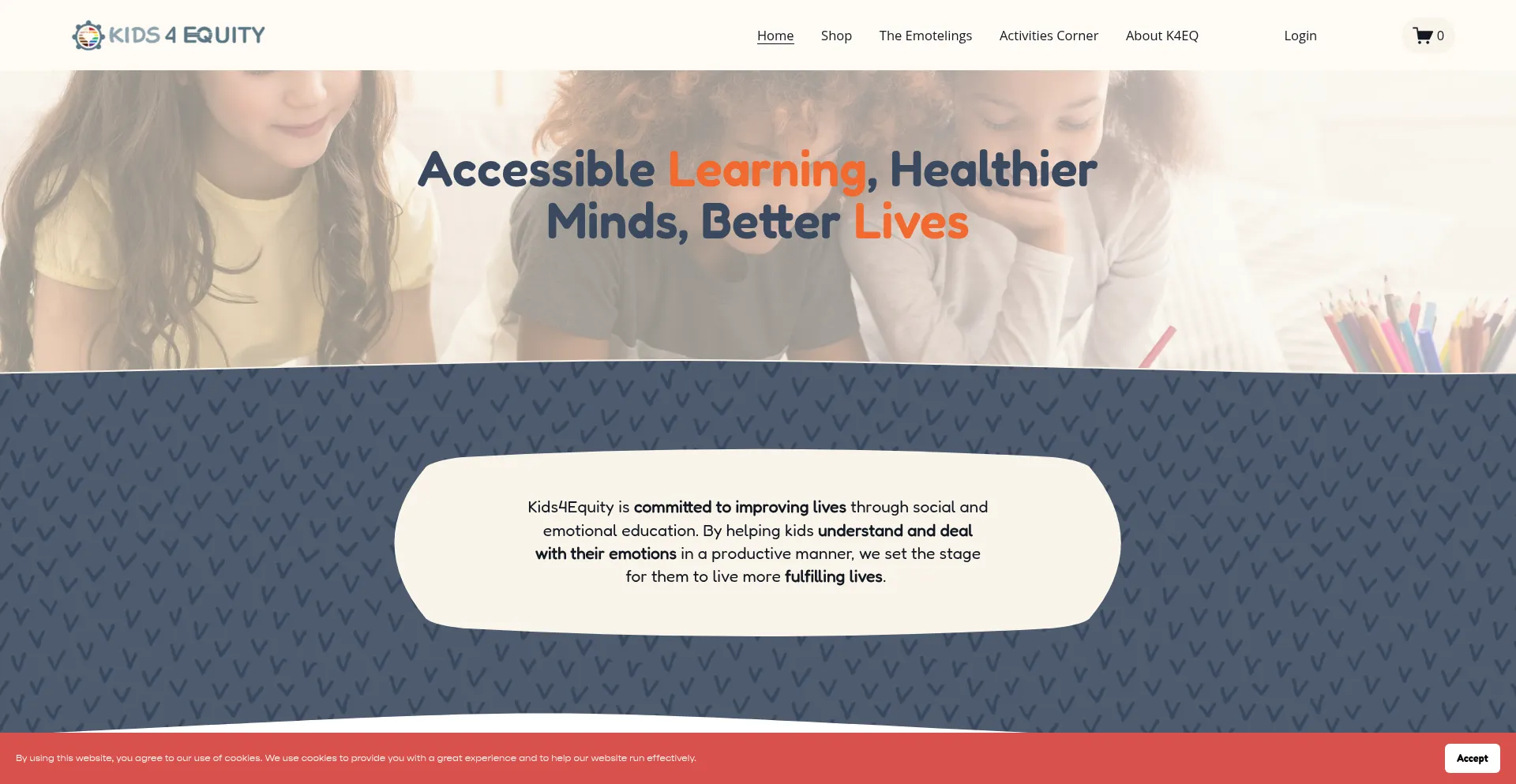 Website screenshot of Kids4equity.com