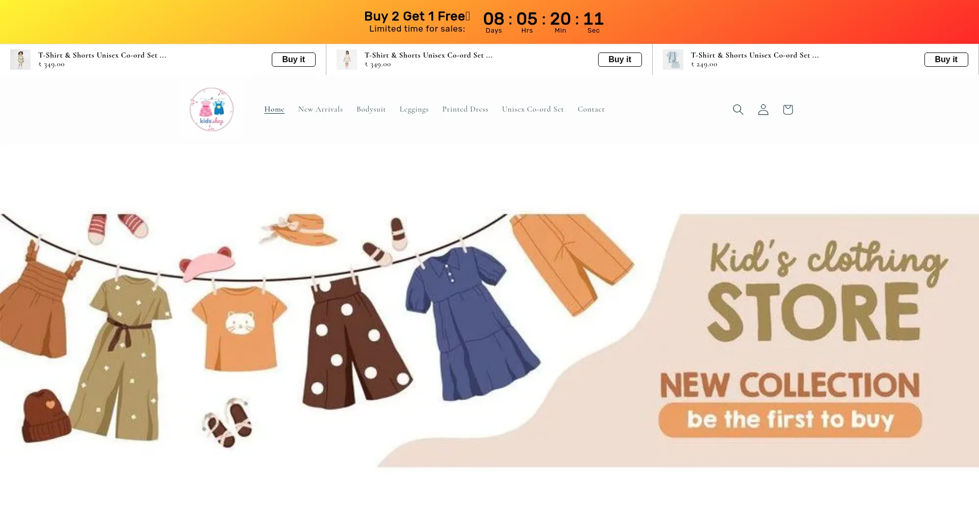 Website screenshot of Kidscloth.store